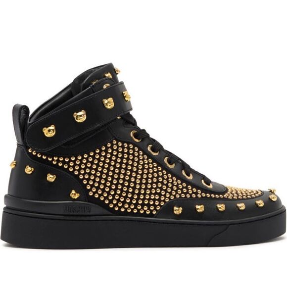 Moschino studded lace up leather up and lining sneaker size 7 and 8 new in box - Picture 2 of 14